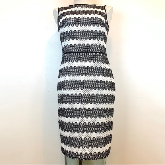 Pure Collection Sleeveless Midi Knee Length Dress. Size 6. Black & White Eyelet - Picture 7 of 11